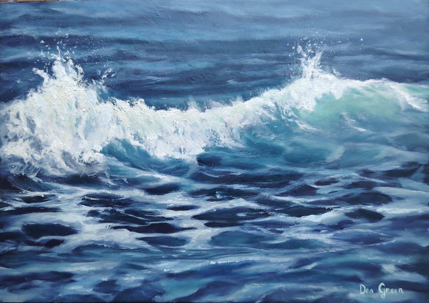 Broad crashing ocean wave