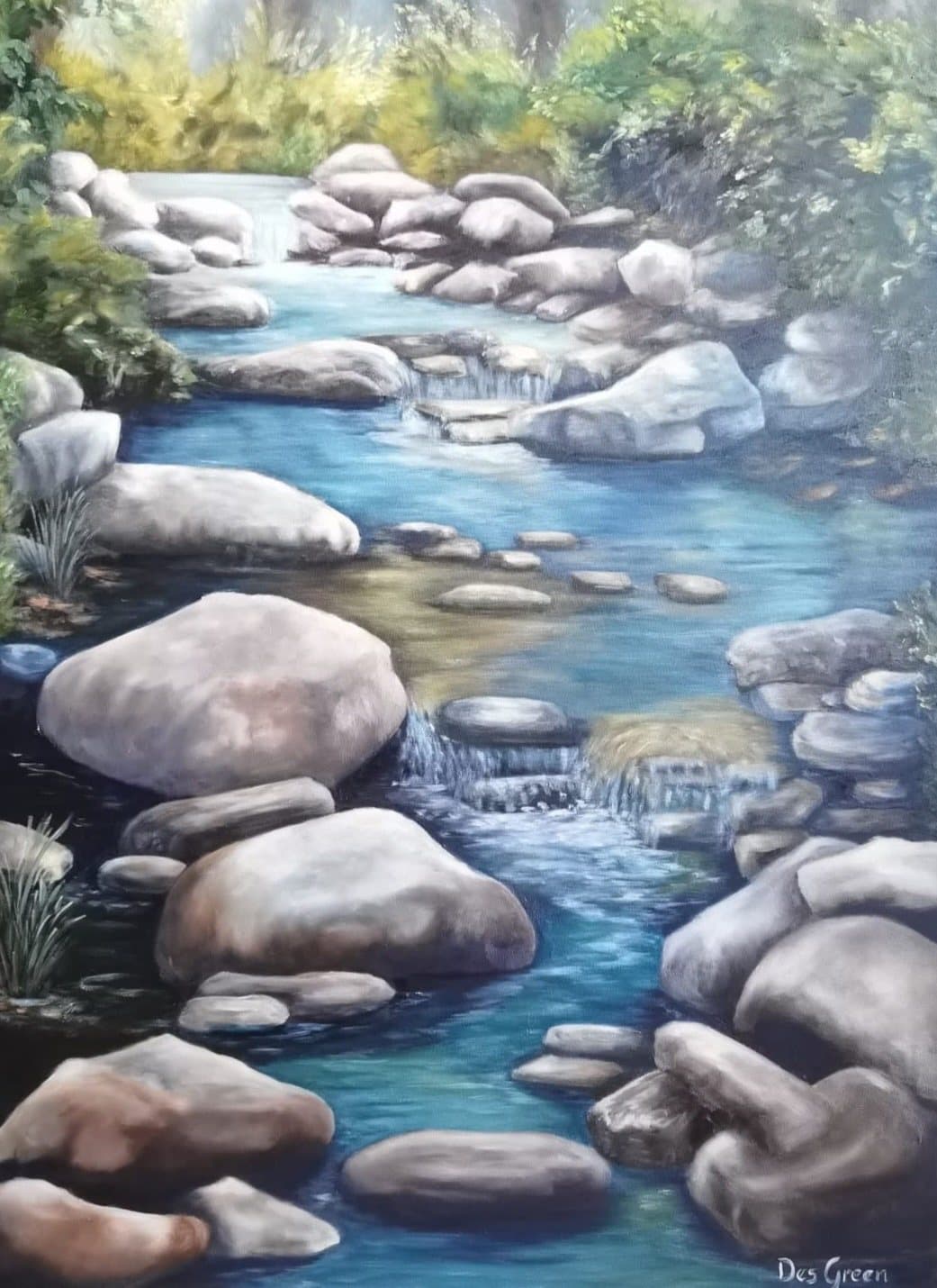 Turquoise river through rocks