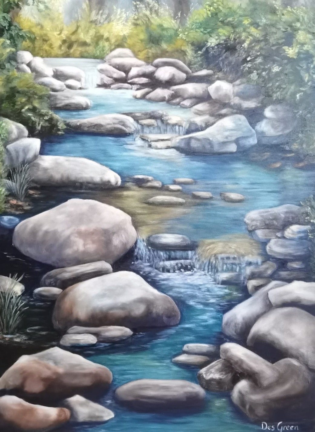 Turquoise river through rocks